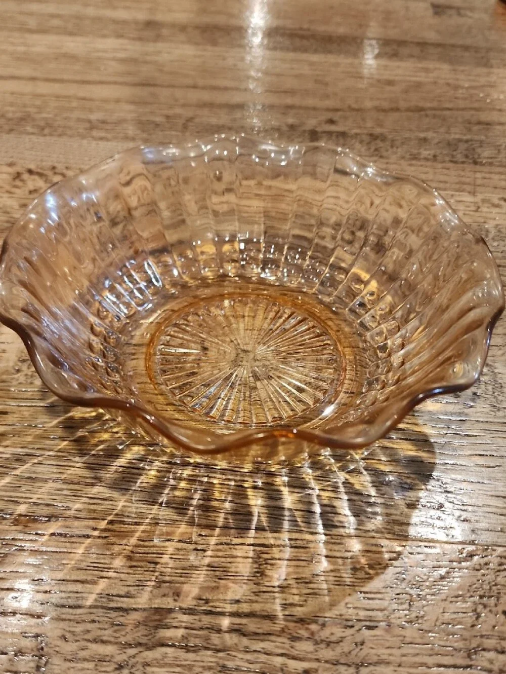 Pink Bowl Depression Glass Wavy Ruffled Edge Anchor Hocking 1930's Set of 2